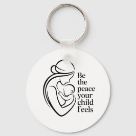 Minimalist Mother Baby Line Art Quote キーホルダー