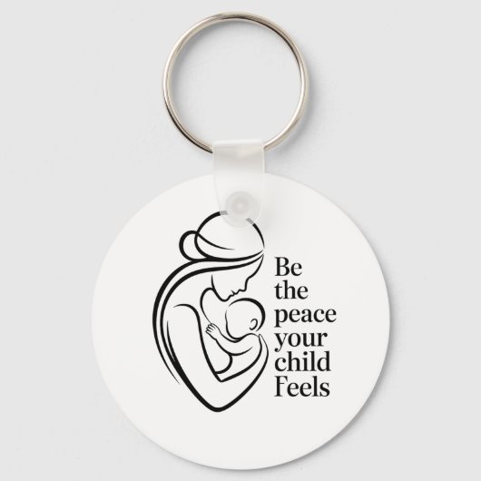 Minimalist Mother Baby Line Art Quote キーホルダー (正面)