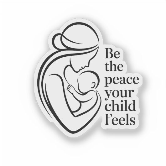 Minimalist Mother Baby Line Art Quote シール (正面)