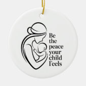Minimalist Mother Baby Line Art Quote セラミックオーナメント (正面)