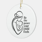 Minimalist Mother Baby Line Art Quote セラミックオーナメント (左)