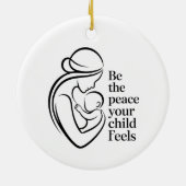 Minimalist Mother Baby Line Art Quote セラミックオーナメント (裏面)