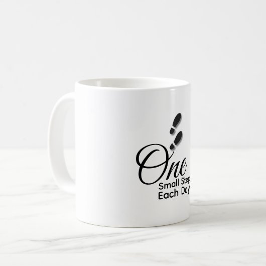Minimalist Motivational Mug – One Small Step Each コーヒーマグカップ (正面左)
