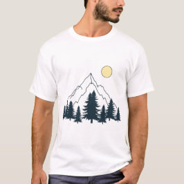 Minimalist Mountain and Forest T-Shirt Tシャツ