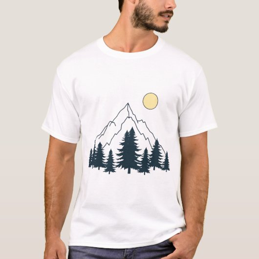 Minimalist Mountain and Forest T-Shirt Tシャツ (正面)