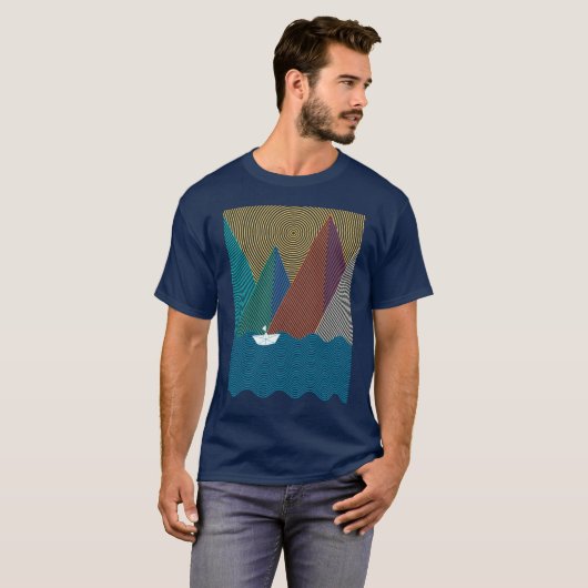 Minimalist mountain and waves tシャツ (正面フル)
