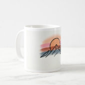 Minimalist Mountain Sunset - Retro Nature Art Desi コーヒーマグカップ (正面左)