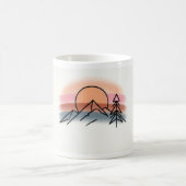 Minimalist Mountain Sunset - Retro Nature Art Desi コーヒーマグカップ (中央)