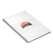 Minimalist Mountain Sunset - Retro Nature Art Desi ノートブック (右側)