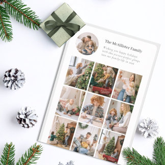 Minimalist Multi-Photo Holiday Card Nine Grid シーズンカード