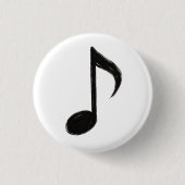 Minimalist Musical Note – Ink Brush Style on 缶バッジ (正面)