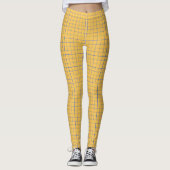 Minimalist Mustard Yellow Grid Leggings  レギンス (正面)