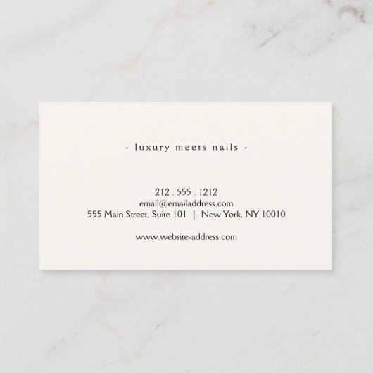 Minimalist Nail Artist Technician Luxe Ivory 名刺 (裏面)