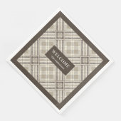 Minimalist Napkins Custom Name Beige Ivory Brown (コーナー)
