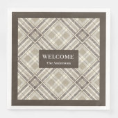 Minimalist Napkins Custom Name Beige Ivory Brown (正面)