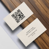 Minimalist Natural Beige Black QR code Networking 名刺