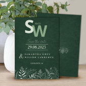 Minimalist Nature-inspired Leafy Save the Date 招待状