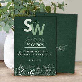 Minimalist Nature-inspired Leafy Save the Date 招待状