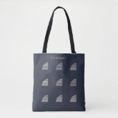 Minimalist Nautical Sailboat Pattern Dark Blue トートバッグ (正面)