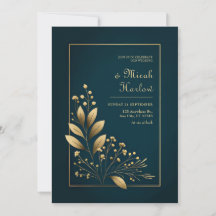 Minimalist Navy and Gold Botanical Wedding