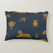 Minimalist Navy & Antique Gold Egyptian Pattern アクセントクッション (裏面)