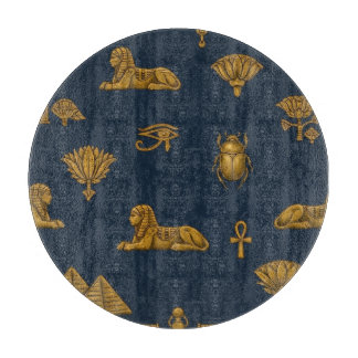 Minimalist Navy & Antique Gold Egyptian Pattern カッティングボード