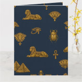 Minimalist Navy & Antique Gold Egyptian Pattern カード (黄色い花)