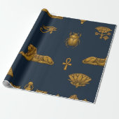 Minimalist Navy & Antique Gold Egyptian Pattern ラッピングペーパー (アンロールド)