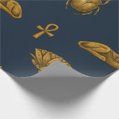 Minimalist Navy & Antique Gold Egyptian Pattern ラッピングペーパー (角)