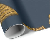 Minimalist Navy & Antique Gold Egyptian Pattern ラッピングペーパー (ロールコーナー)
