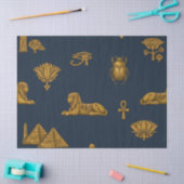 Minimalist Navy & Antique Gold Egyptian Pattern 薄葉紙 (クラフト)