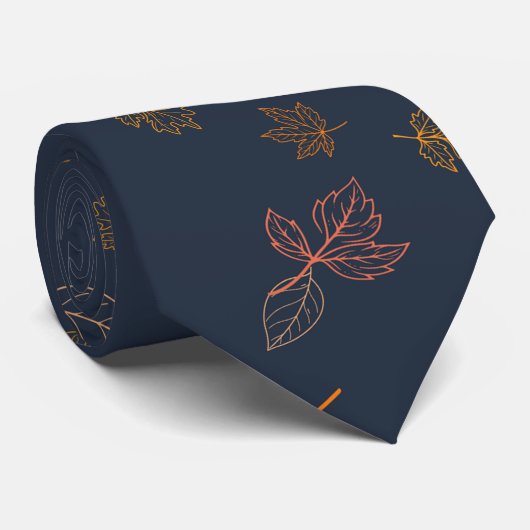 Minimalist Navy Autumn Leaf Modern Fall Design ネクタイ (ロール)