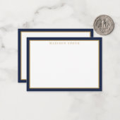 Minimalist Navy Blue and Gold Monogram ノートカード (正面/裏面インサイチュ)