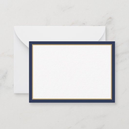 Minimalist Navy Blue and Gold Monogram ノートカード (裏面)