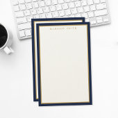 Minimalist Navy Blue and Gold Monogram 便箋