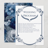 Minimalist Navy Blue and White Wedding Program プログラム (正面/裏面)