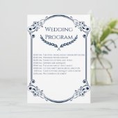 Minimalist Navy Blue and White Wedding Program プログラム (スタンド正面)