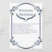 Minimalist Navy Blue and White Wedding Program プログラム (正面)