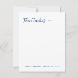 Minimalist Navy Blue Family Stationery Vertical ノートカード
