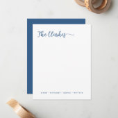 Minimalist Navy Blue Family Stationery Vertical ノートカード (正面/裏面インサイチュ)