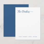 Minimalist Navy Blue Family Stationery Vertical ノートカード (正面/裏面)