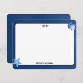 Minimalist Navy Blue Monogram Initial       ノートカード (正面/裏面)