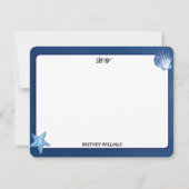 Minimalist Navy Blue Monogram Initial       ノートカード (正面)