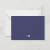 Minimalist Navy Blue Two Border Monogram ノートカード (裏面)