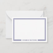 Minimalist Navy Blue Two Border Monogram ノートカード (正面)