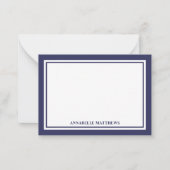Minimalist Navy Blue Two Border Monogram ノートカード (正面)