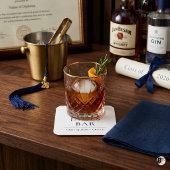 Minimalist Navy Blue Typography Graduation Party S スクエアペーパーコースター