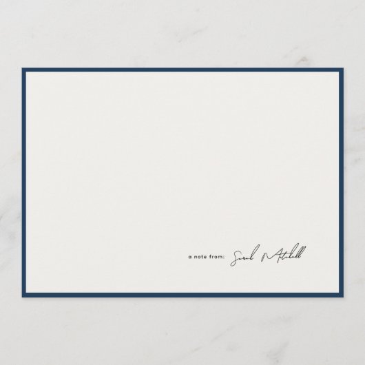 Minimalist Navy Border Personalized Script ノートカード (正面)