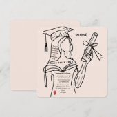 Minimalist Navy Graduation Invitation | 招待状 (正面/裏面)