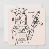 Minimalist Navy Graduation Invitation | 招待状 (正面)